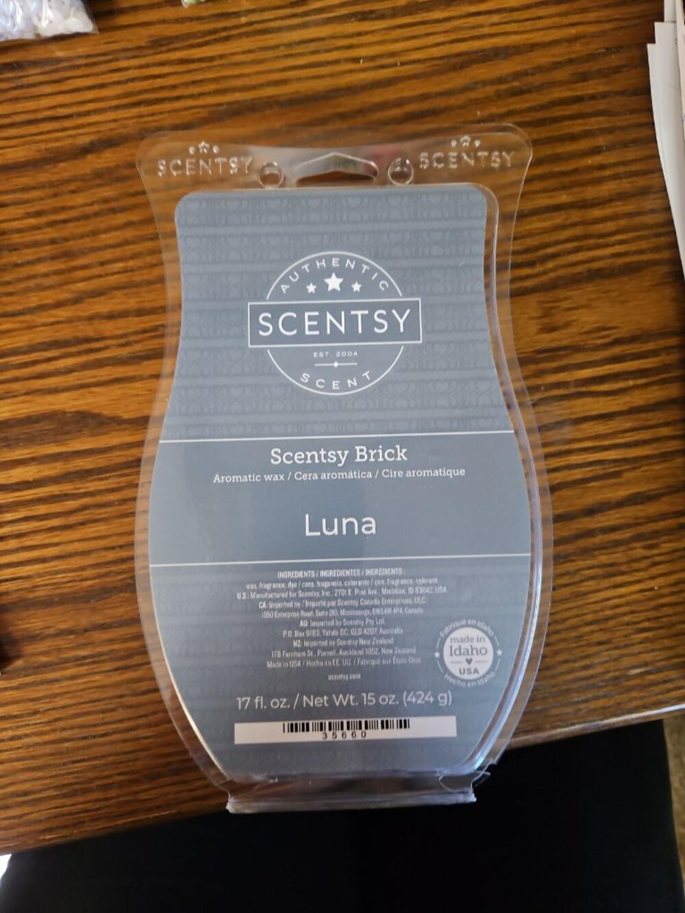 Scentsy Brick LUNA Scented Wax Bar Melt Net Wt 15 oz